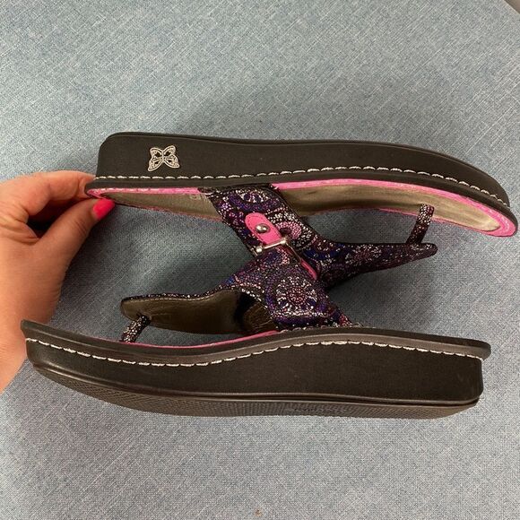 Alegria Vanessa Spiro Purple Geometric Shapes Leather Sandals size 8 - Picture 5 of 10